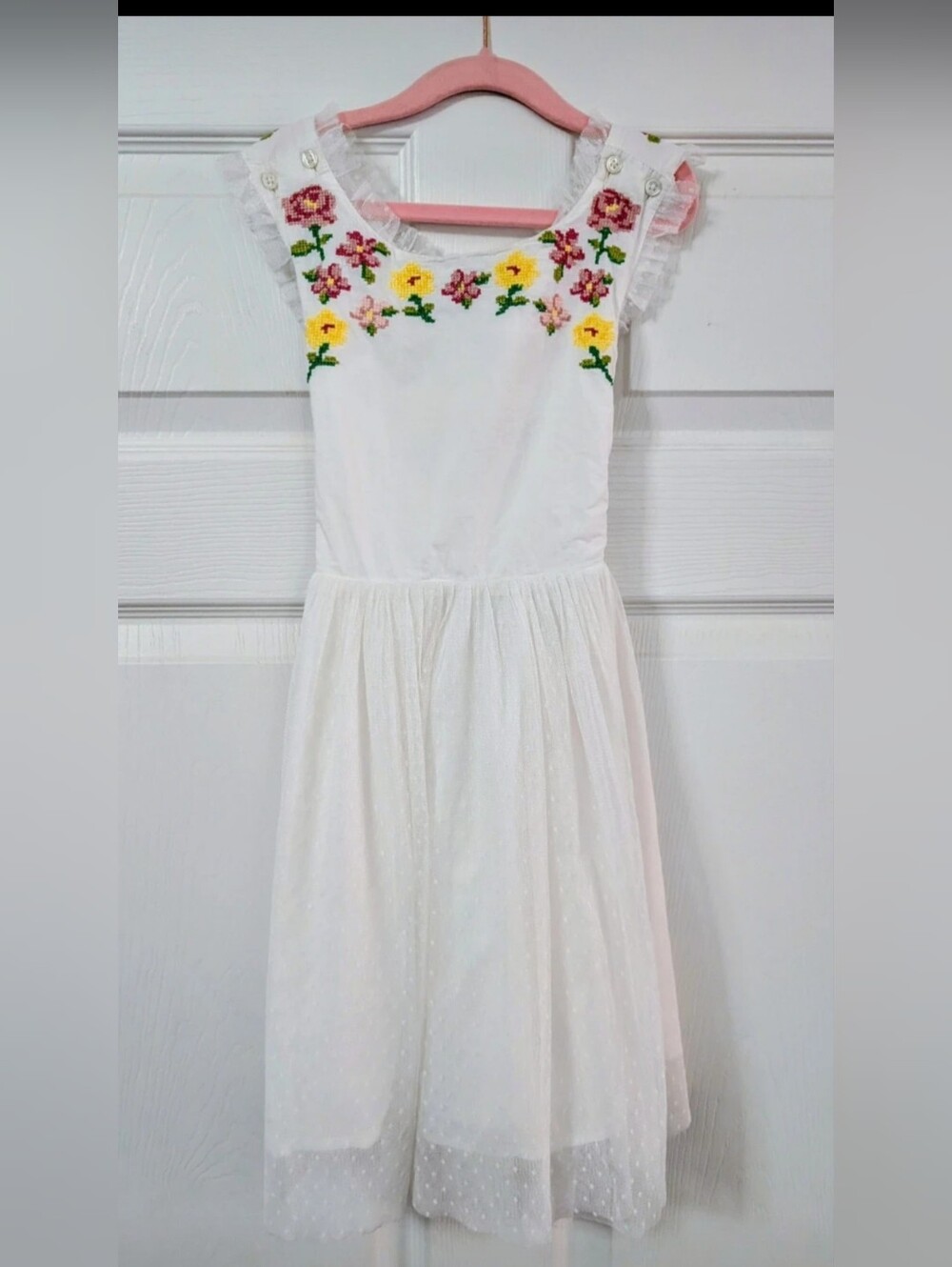 Mini Boden 7-8 Tulle 🌺 EUC Embroideres Dress